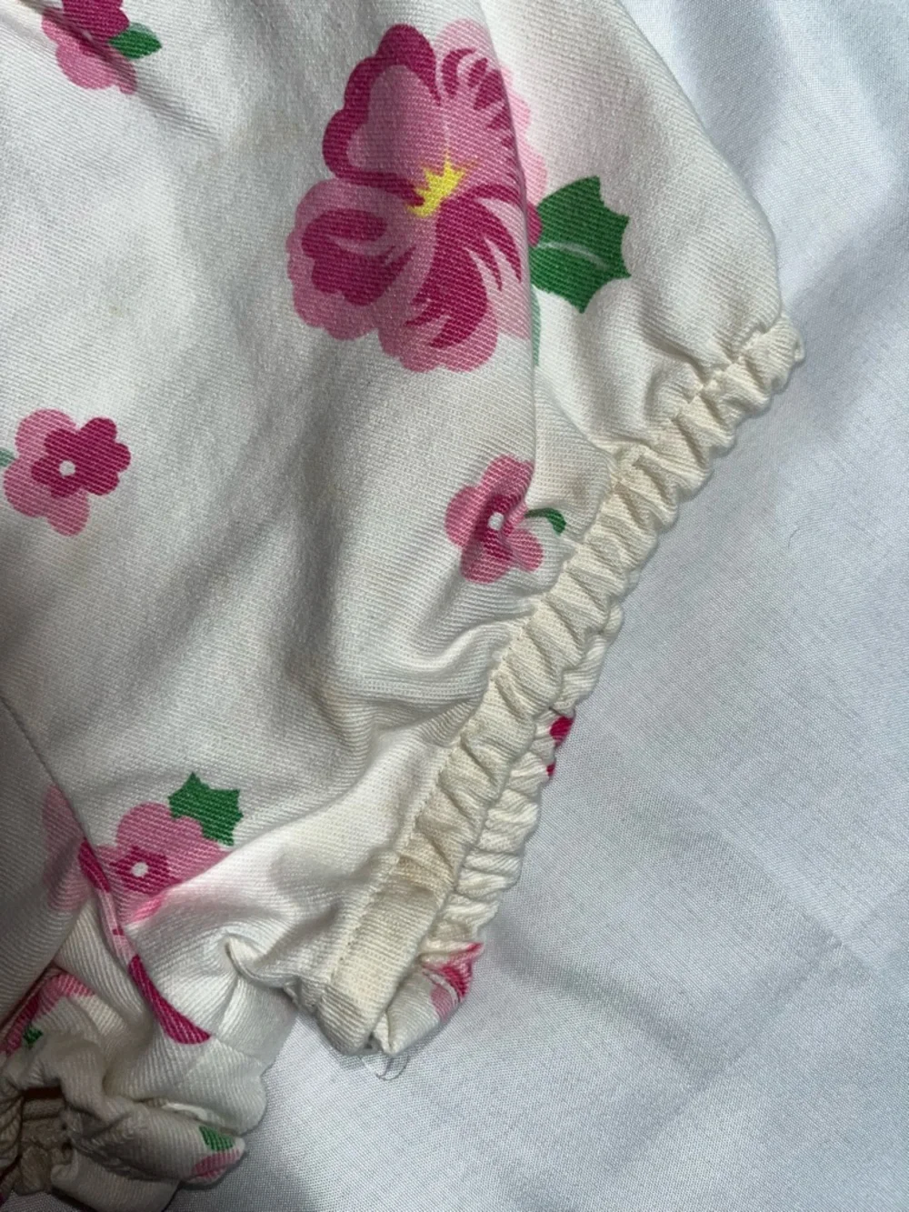 Vintage Oshkosh B’gosh Floral Bubble Romper 3T White Pink Bow Rare